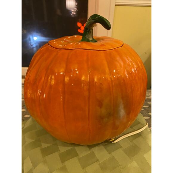 Vintage 1979 Ceramic LIGHT UP Jack OLantern  12 in tall 33 in circumference VGUC - Picture 6 of 16